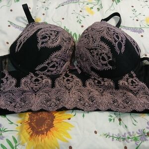 Valentina Black and Purple Lace Bra